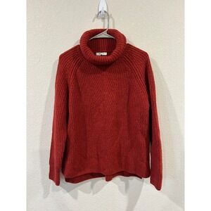 Madewell Red Ribbed Turtleneck Sweater Knit Pullover Wool Blend Size M